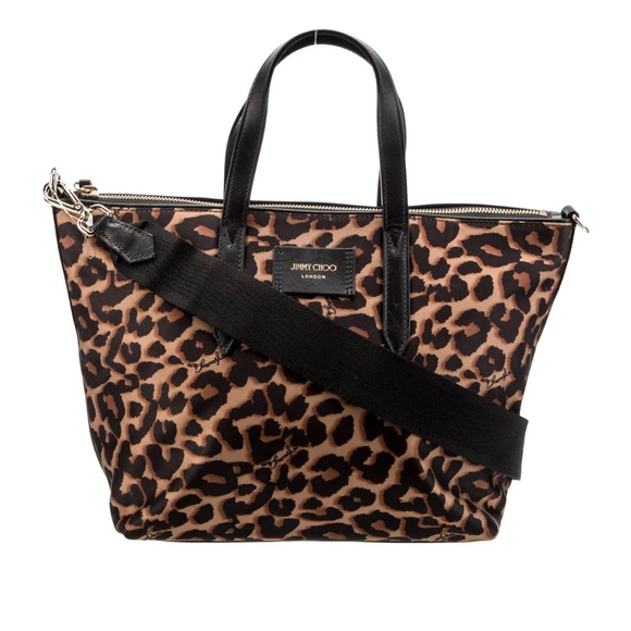 Jimmy Choo Handbags - Jimmy Choo Black and Brown Leopard Shoulder Bag